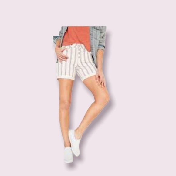 𝅺OLD Navy womens mid rise button fly multi stripe jeans shorts for women.… - Picture 1 of 4